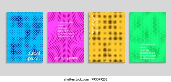 Minimal abstract vector halftone cover design template. Future geometric gradient background. Vector templates for placards, banners, flyers, presentations and reports