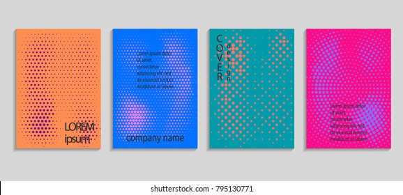 Minimal abstract vector halftone cover design template. Future geometric gradient background. Vector templates for placards, banners, flyers, presentations and reports