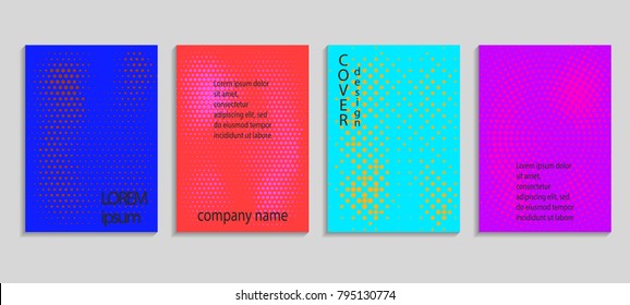 Minimal abstract vector halftone cover design template. Future geometric gradient background. Vector templates for placards, banners, flyers, presentations and reports