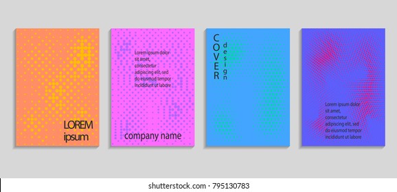 Minimal abstract vector halftone cover design template. Future geometric gradient background. Vector templates for placards, banners, flyers, presentations and reports
