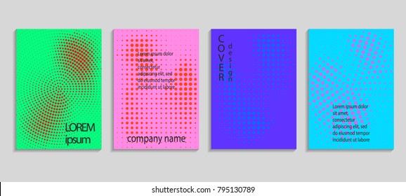 Minimal abstract vector halftone cover design template. Future geometric gradient background. Vector templates for placards, banners, flyers, presentations and reports