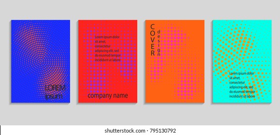 Minimal abstract vector halftone cover design template. Future geometric gradient background. Vector templates for placards, banners, flyers, presentations and reports