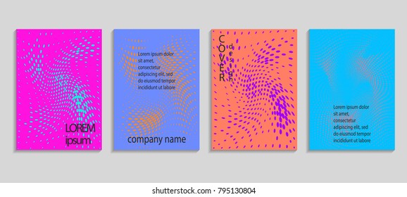 Minimal abstract vector halftone cover design template. Future geometric gradient background. Vector templates for placards, banners, flyers, presentations and reports