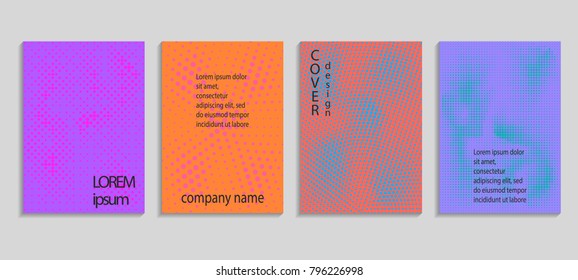 Minimal abstract vector halftone cover design template. Future geometric gradient background. Vector templates for placards, banners, flyers, presentations and reports