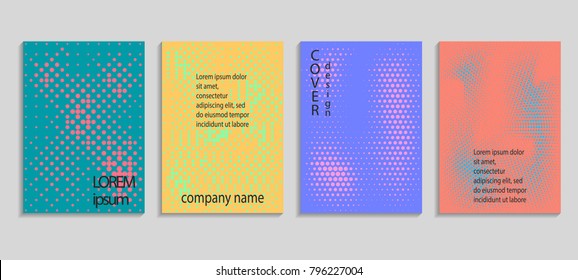 Minimal abstract vector halftone cover design template. Future geometric gradient background. Vector templates for placards, banners, flyers, presentations and reports