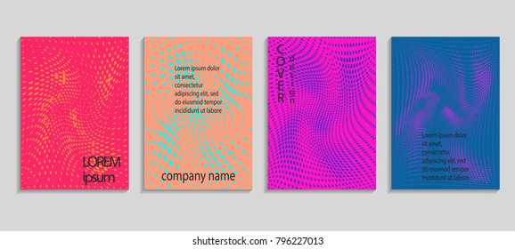 Minimal abstract vector halftone cover design template. Future geometric gradient background. Vector templates for placards, banners, flyers, presentations and reports