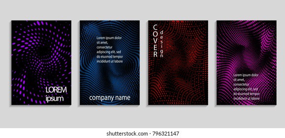 Minimal abstract vector halftone cover design template. Future geometric gradient background. Vector templates for placards, banners, flyers, presentations and reports