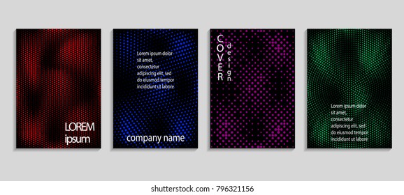 Minimal abstract vector halftone cover design template. Future geometric gradient background. Vector templates for placards, banners, flyers, presentations and reports