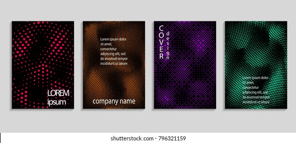 Minimal abstract vector halftone cover design template. Future geometric gradient background. Vector templates for placards, banners, flyers, presentations and reports