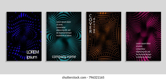 Minimal abstract vector halftone cover design template. Future geometric gradient background. Vector templates for placards, banners, flyers, presentations and reports