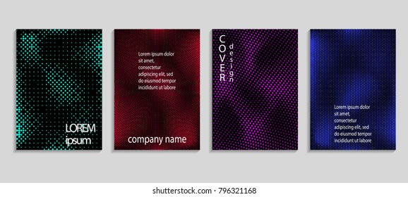 Minimal abstract vector halftone cover design template. Future geometric gradient background. Vector templates for placards, banners, flyers, presentations and reports