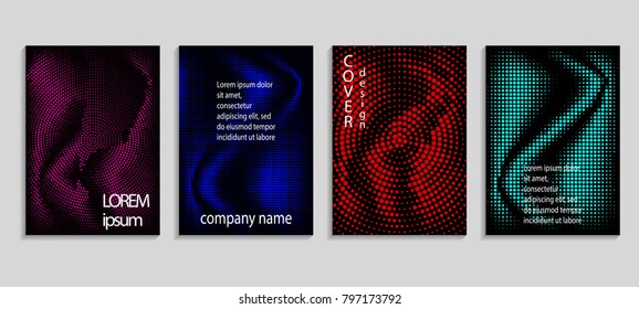 Minimal abstract vector halftone cover design template. Future geometric gradient background. Vector templates for placards, banners, flyers, presentations and reports
