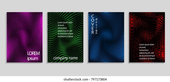 Minimal abstract vector halftone cover design template. Future geometric gradient background. Vector templates for placards, banners, flyers, presentations and reports