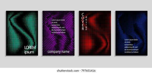 Minimal abstract vector halftone cover design template. Future geometric gradient background. Vector templates for placards, banners, flyers, presentations and reports