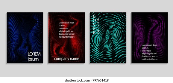 Minimal abstract vector halftone cover design template. Future geometric gradient background. Vector templates for placards, banners, flyers, presentations and reports