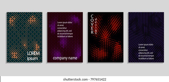 Minimal abstract vector halftone cover design template. Future geometric gradient background. Vector templates for placards, banners, flyers, presentations and reports