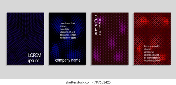 Minimal abstract vector halftone cover design template. Future geometric gradient background. Vector templates for placards, banners, flyers, presentations and reports