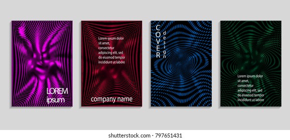 Minimal abstract vector halftone cover design template. Future geometric gradient background. Vector templates for placards, banners, flyers, presentations and reports
