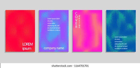 Minimal abstract vector halftone covers design. Future geometric template. Vector templates for placards, banners, flyers, presentations and reports