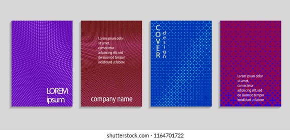 Minimal abstract vector halftone covers design. Future geometric template. Vector templates for placards, banners, flyers, presentations and reports