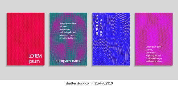Minimal abstract vector halftone covers design. Future geometric template. Vector templates for placards, banners, flyers, presentations and reports