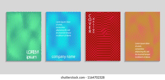 Minimal abstract vector halftone covers design. Future geometric template. Vector templates for placards, banners, flyers, presentations and reports