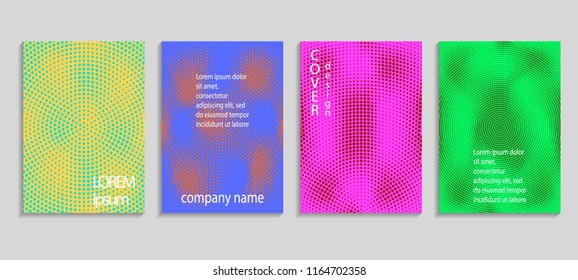 Minimal abstract vector halftone covers design. Future geometric template. Vector templates for placards, banners, flyers, presentations and reports