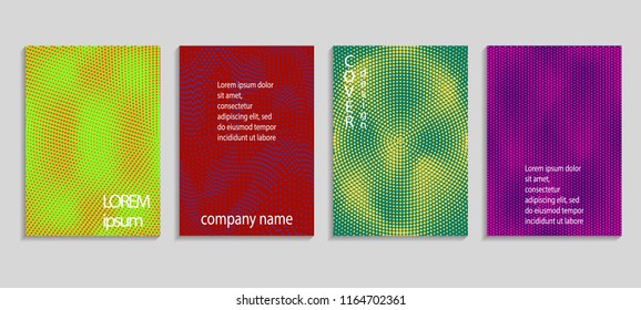 Minimal abstract vector halftone covers design. Future geometric template. Vector templates for placards, banners, flyers, presentations and reports