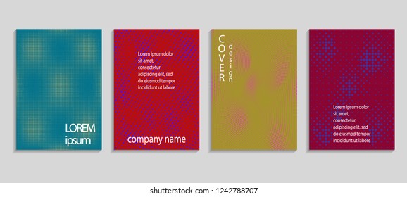 Minimal abstract vector halftone covers design. Future geometric template. Vector mockup for placards, banners, flyers, presentations and reports