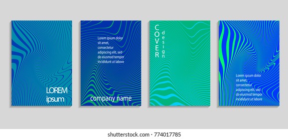 Minimal abstract vector halftone line cover design template. Future geometric gradient background. Vector templates for placards, banners, flyers, presentations and reports