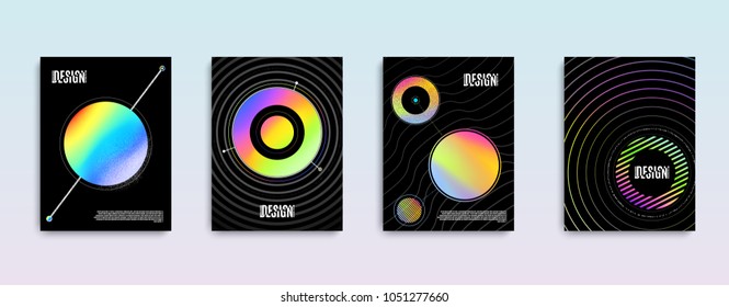 Minimal abstract vector holographic cover design template. Holography gradient background.