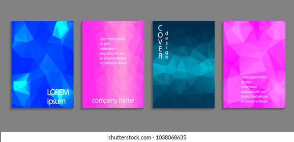 Minimal abstract vector low poly cover design template. Future geometric gradient background. Vector templates for placards, banners, flyers, presentations and reports