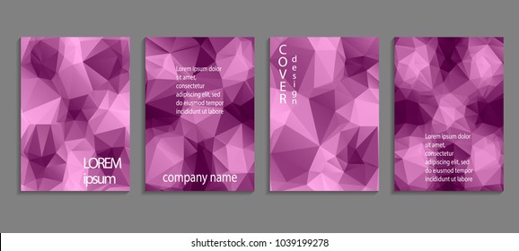 Minimal abstract vector low poly cover design template. Future geometric gradient background. Vector templates for placards, banners, flyers, presentations and reports