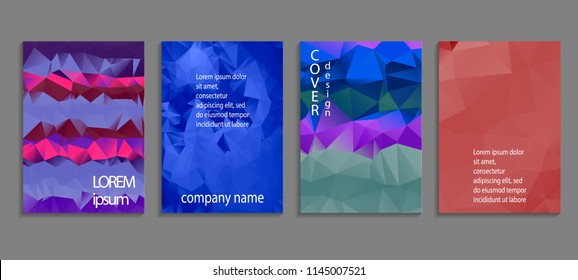 Minimal abstract vector low poly cover design template. Future geometric gradient background. Vector templates for placards, banners, flyers, presentations and reports