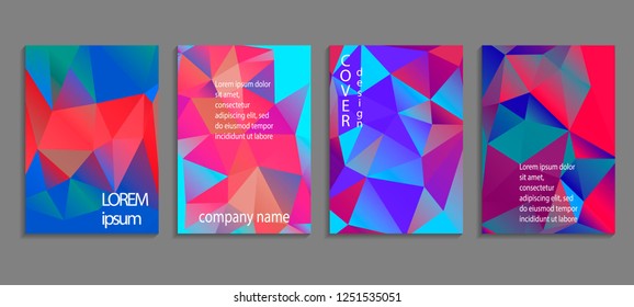 Minimal abstract vector low poly cover design template. Future geometric gradient background. Vector templates for placards, banners, flyers, presentations and reports