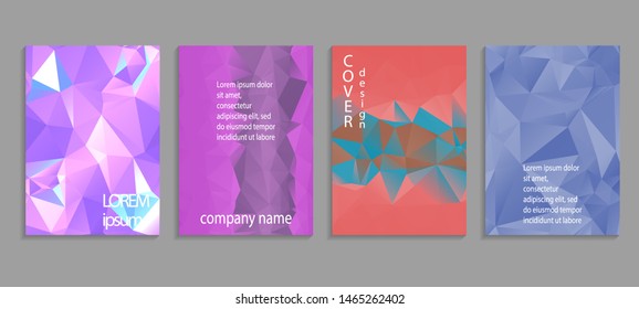 Minimal abstract vector low poly cover design template. Future geometric gradient background. Vector templates for placards, banners, flyers, presentations and reports