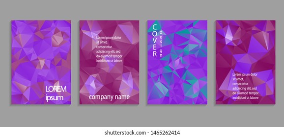 Minimal abstract vector low poly cover design template. Future geometric gradient background. Vector templates for placards, banners, flyers, presentations and reports
