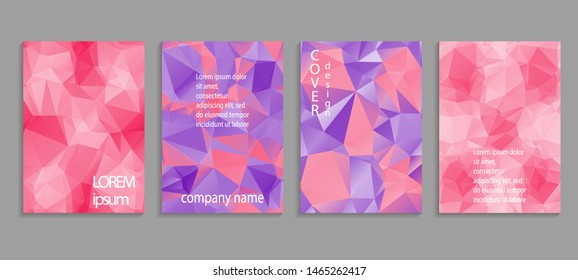 Minimal abstract vector low poly cover design template. Future geometric gradient background. Vector templates for placards, banners, flyers, presentations and reports