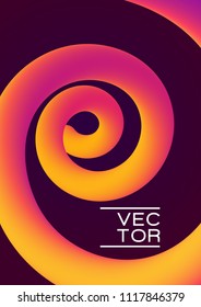 Minimal Abstract Vivid Gradient Spiral Curve Line in Vibrant Colors - Editable Flyer or Cover Template Vector Background. Bright helix, pink yellow loop, vivid scroll, vibrant gradient spiral shape.