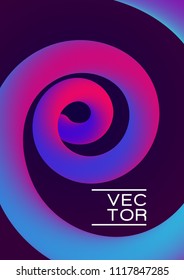 Minimal Abstract Vivid Gradient Spiral Curve Line in Vibrant Colors - Editable Cover Template Vector Background. Bright helix, cyan blue pink loop, vivid scroll, vibrant gradient spiral shape cover.