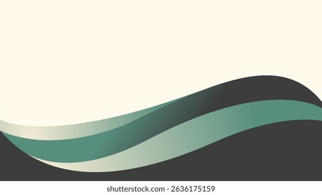 Minimal abstract wave background in dark green and cream tones, elegant layered curves perfect for business flyers, modern web banners, and clean corporate presentations.
