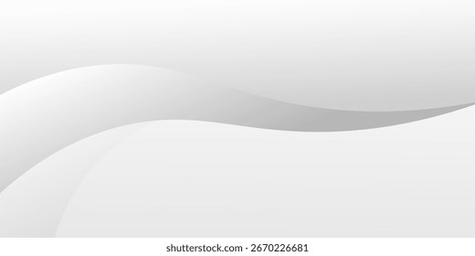 Minimal abstract wave background with smooth white and gray gradient curves, creating a clean and professional look.