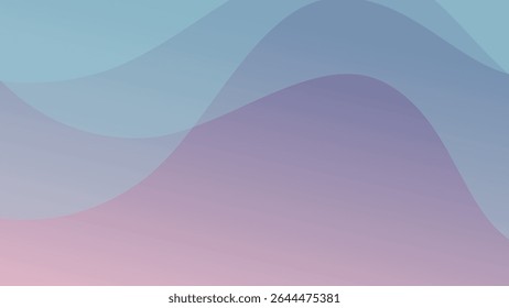 Minimaler abstrakter Wellenhintergrund in sanften Pastellblau- und Violetttönen. Elegante fließende Formen für modernes Design, Präsentation oder Abdeckung. Bearbeitbares EPS-Format.