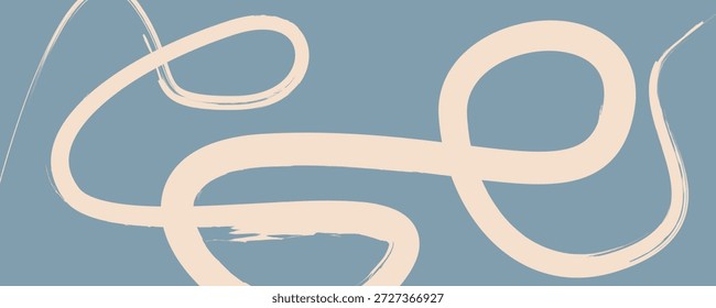 Fondo ondulado abstracto mínimo en colores neutros para el Web y la marca. Curved Dry Brush Stroke . Línea de pincel en bucle . Vector
