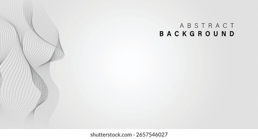 Minimal Abstract Wavy Line Background with Light Gray Gradient – Elegant Flowing Curve Design for Banner, Poster, Website, Template, or UI Vector