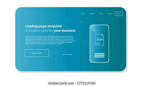 Minimal Abstract Website Layout Template - Mobile Design with Abstract Shapes. - Vector Illustration