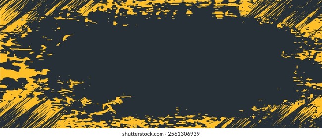 Minimal Abstract Yellow Frame Grunge Sport Design In Dark Background