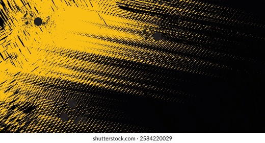 Minimal Abstract Yellow Frame Grunge Sport Design In Dark Background