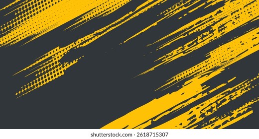 Minimal Abstract Yellow Frame Grunge Sport Design In Dark Background