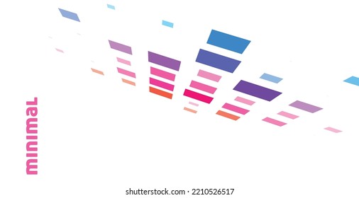 Minimal abstraction with multicolor sparse squares on white background. Simple vector graphic pattern